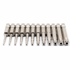 Drill Bit & Screwdriver | 12pcs Head Torx Drill Set Six Stars with Holes 50mm Pneumatic Driver Head T5-T40 Drill Bit & Screwdriver Drill Bit & Screwdriver