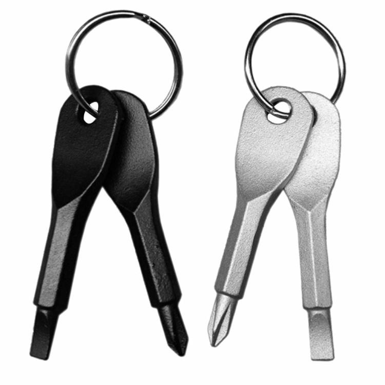 Drill Bit & Screwdriver | 2pcs Phillips Slotted Screwdriver Keychain Multi Mini Pocket Repair Tools Drill Bit & Screwdriver Black/Silver