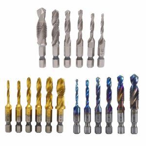 Drill Bit & Screwdriver | 6Pcs M3-M10 Screw Tap Drill Bits HSS Taps Countersink Deburr Set Hex Shank Drill Bit & Screwdriver Drill Bit & Screwdriver