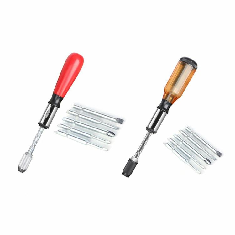 Drill Bit & Screwdriver | Push Pull Ratchet Screwdriver Set 6 in 1 Press Type Semi-automatic Rotating Drill Bit & Screwdriver Drill Bit & Screwdriver