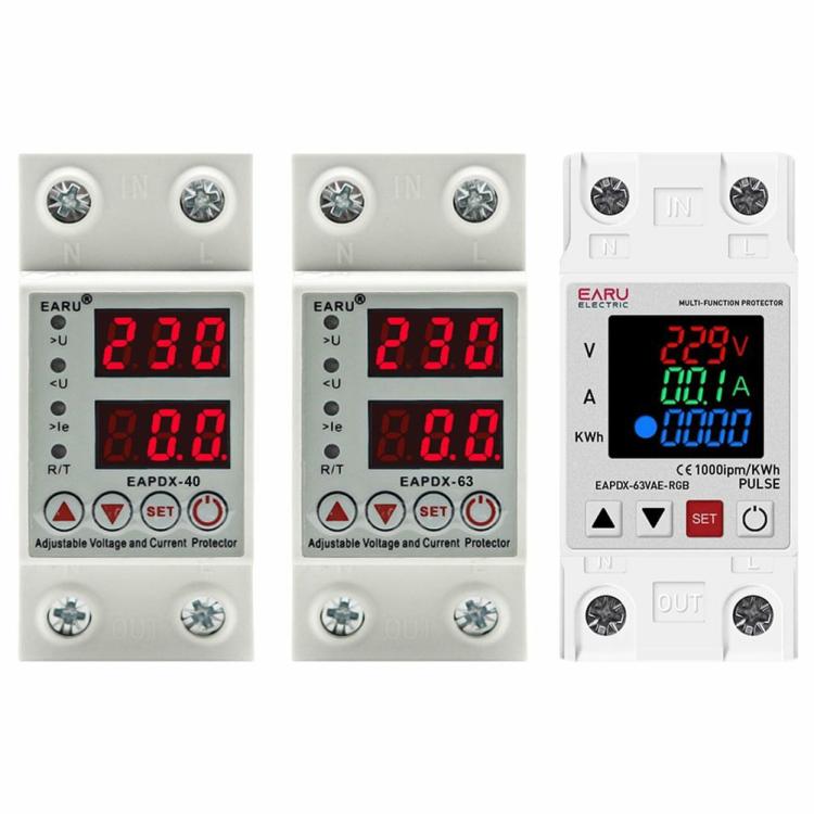 Electrical Instruments | 40A 63A 230V RGB Over Voltage Under Voltage Protective Device Protector Relay Electrical Instruments Electrical Instruments