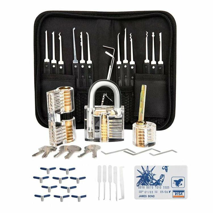 Lock Supplies | 42pcs Lock Pick Set with 3 Transparent Lock Locksmith Practice Tool for Beginner Hand Tools Lock Supplies