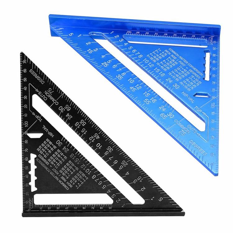 Measuring & Gauging | 7 inch Triangular Ruler Aluminum Metric Measuring Ruler Woodwork Try Square Measurement & Analysis Black/Blue