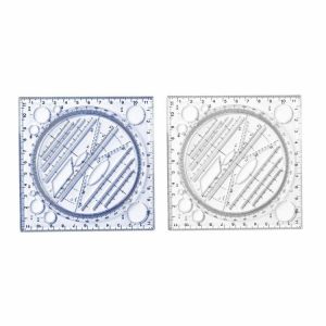 Measuring & Gauging | Rotatable Drawing Template Ruler Geometric Art Design Drafting Measuring Measurement & Analysis Blue