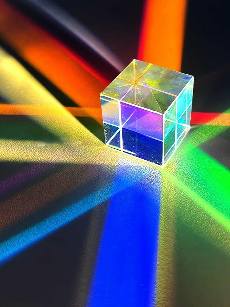 Optical Instruments | Combiner Glass Prism Physics Gift Rainbow Cube Prism for Teaching Light Spectrum Measurement & Analysis Optical Instruments