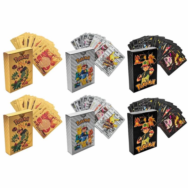 Other Tools | 55/110 PCS Pokemon Colorful Gold Foil Card Rare Game Collection Card Kids Toy Other Tools Gold/Silver/Black