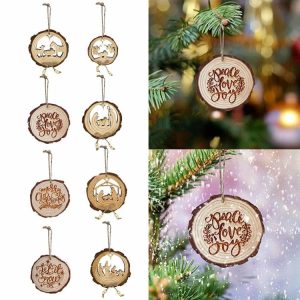 Other Tools | Carving Wood Slices Christmas Tree Pendant Props with Rope Xmas Scene Layout Other Tools Other Tools