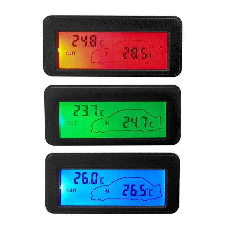 Temperature Instruments | DC12V Digital Car Thermometer Mini LCD Backlight Vehicle Temperature Meter Measurement & Analysis Green/Blue