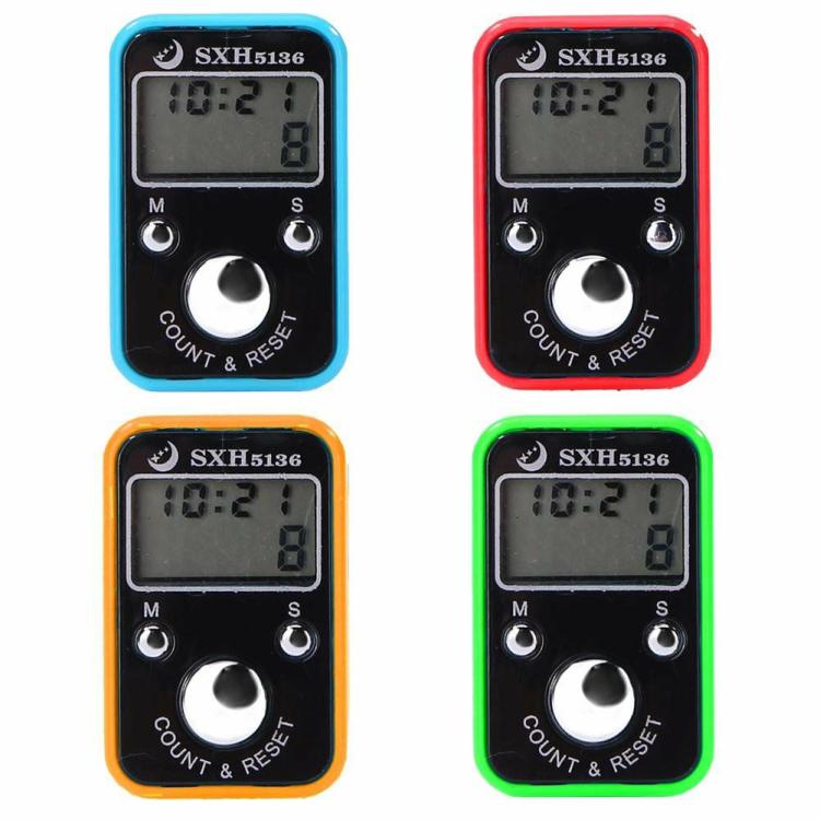 Timers & Counters | Mini Finger Counter LCD Digital Electronic Tally Counter with Time Function Measurement & Analysis Sky Blue/Red/Orange