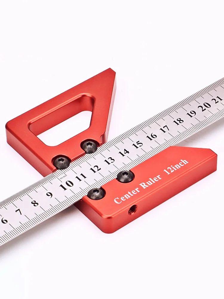 Woodworking Ruler | Steel Ruler Positioning Block Round Center Line Scribe Ruler Precise Layout Tool Woodworking Ruler Woodworking Ruler